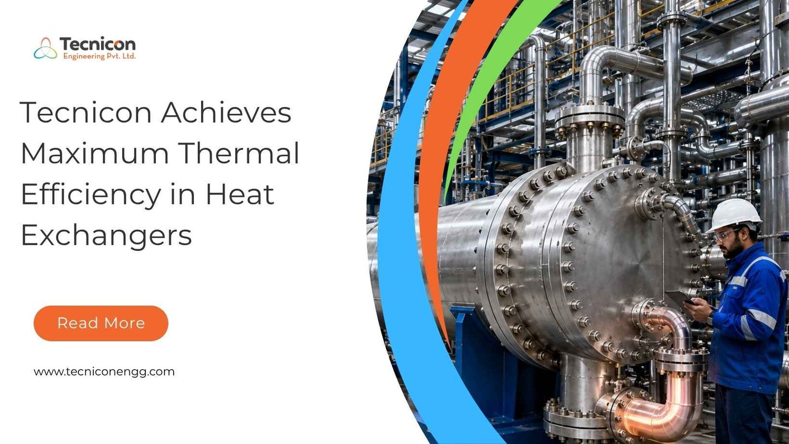 Tecnicon stainless steel shell and tube heat exchanger bundle showing precise baffle spacing and tube arrangement in an Ahmedabad manufacturing plant.