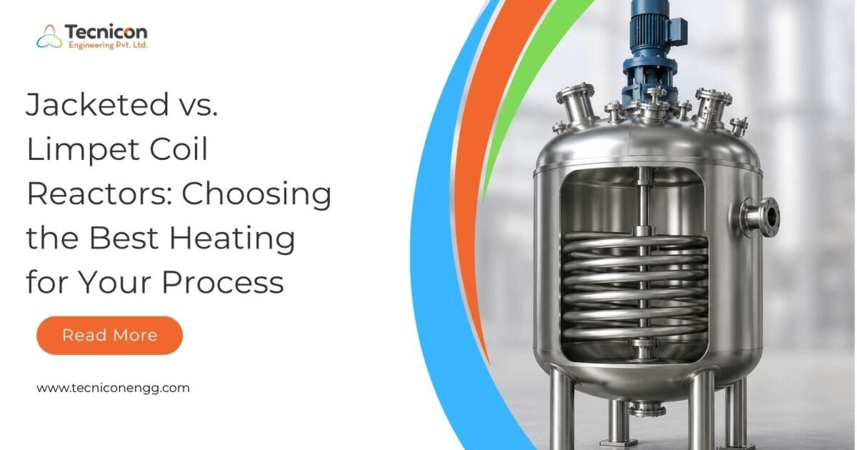 Stainless steel reactor with internal limpet coil for industrial process heating